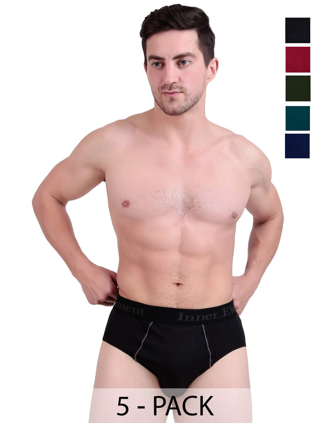 inner element Men Pack Of 5 Cotton Breathable Basic Briefs MEN_BRIEF_PK5_S