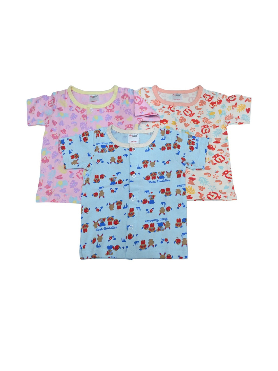 ANGAAKAR CLOTHINGS Baby Pack of 3 Cotton Jhabla