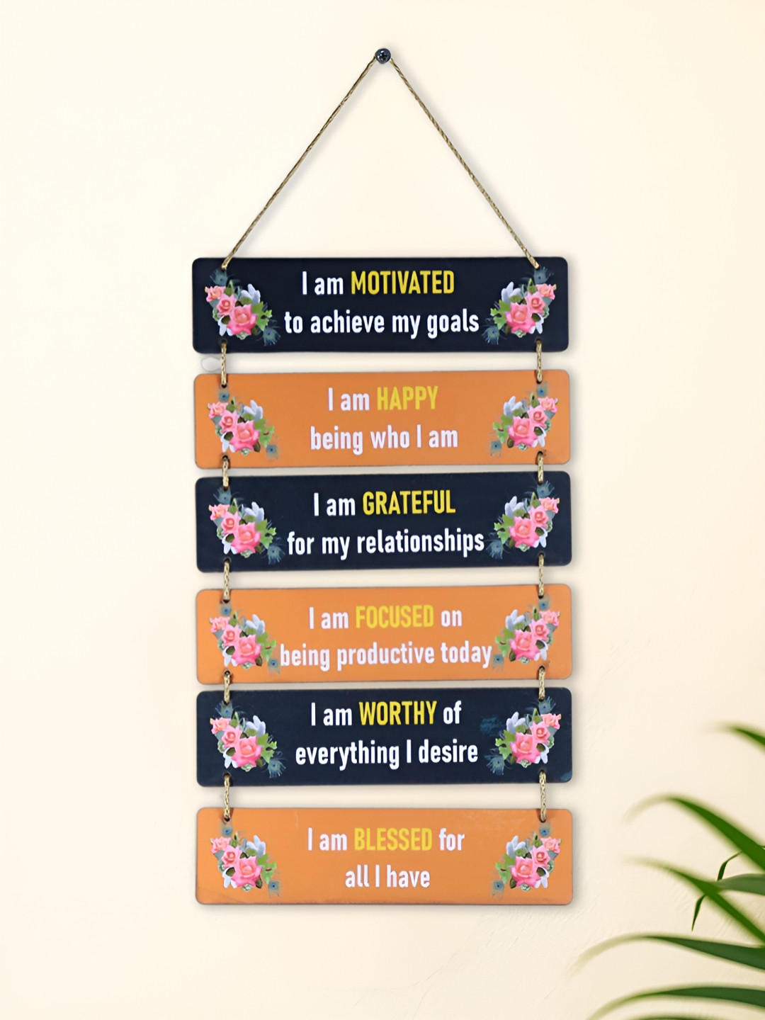 INTERNATIONAL GIFT Black & Brown Textured Wooden Motivational Quote Wall Hangings