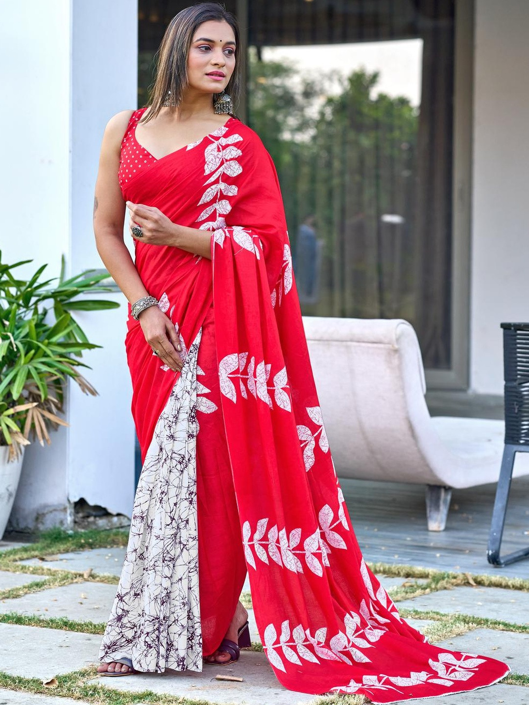 Suha Pink Pure Cotton Printed Bagru Sarees