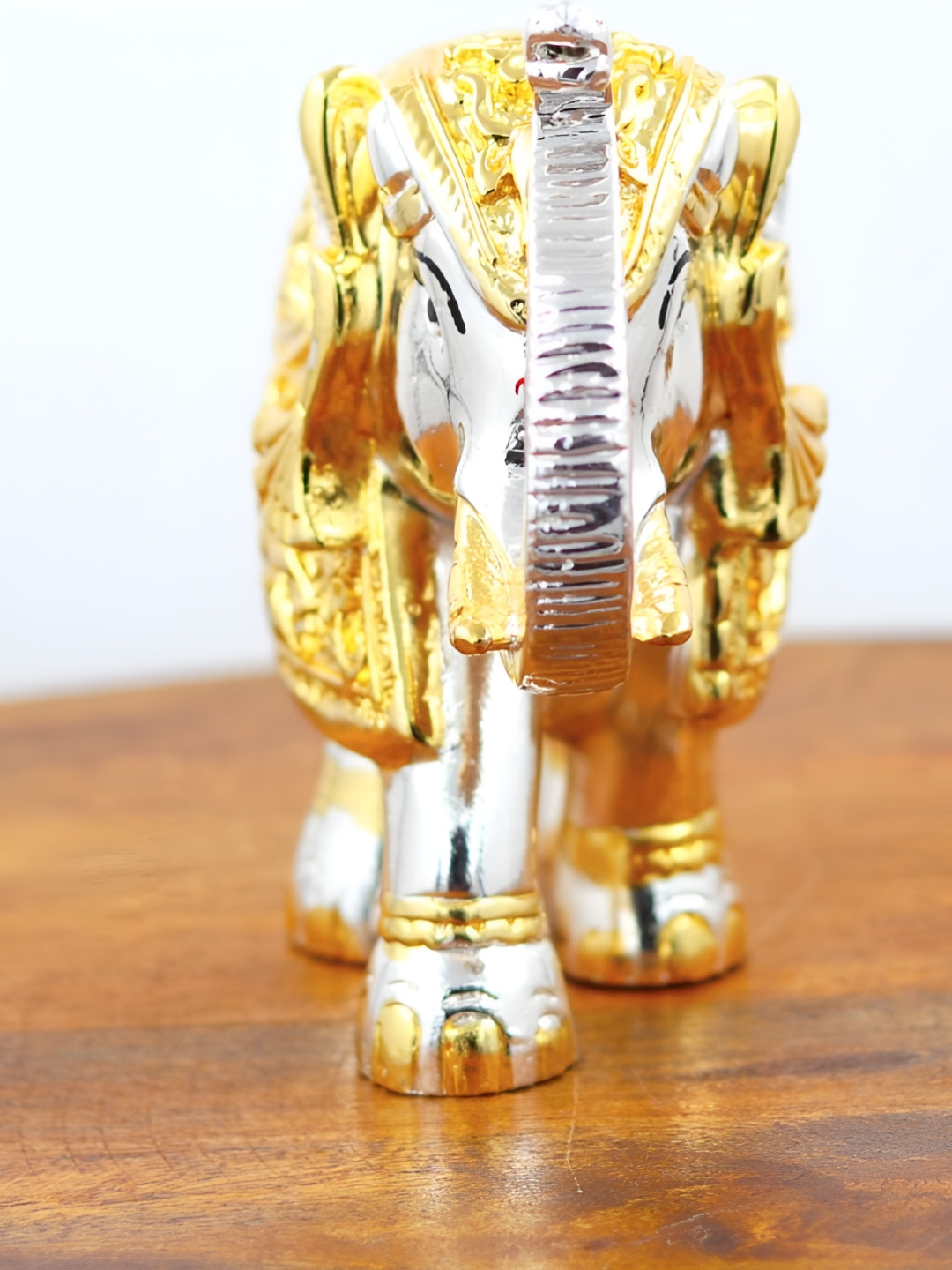 INTERNATIONAL GIFT Gold-Toned & Silver Toned Elephant Figurine Showpiece