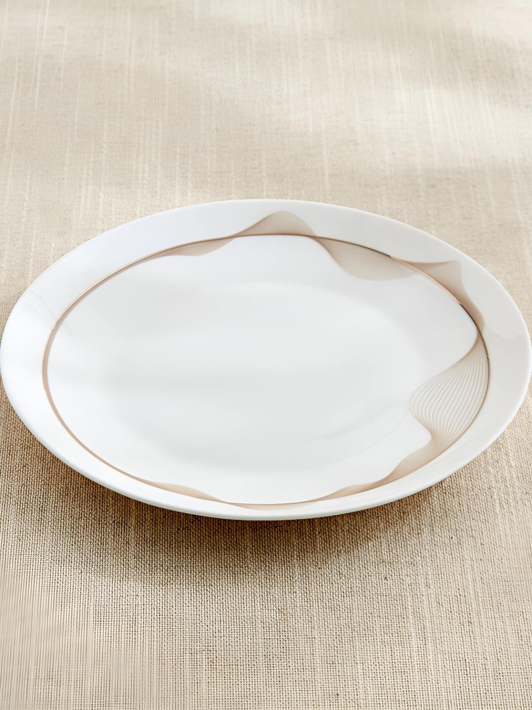 Home Centre Altius Galben White Printed Matte Plate