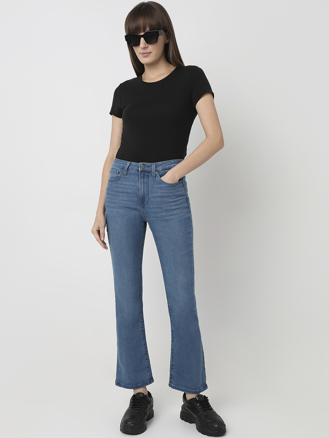 SPYKAR Women Elissa Bootcut High-Rise Heavy Fade Stretchable Jeans