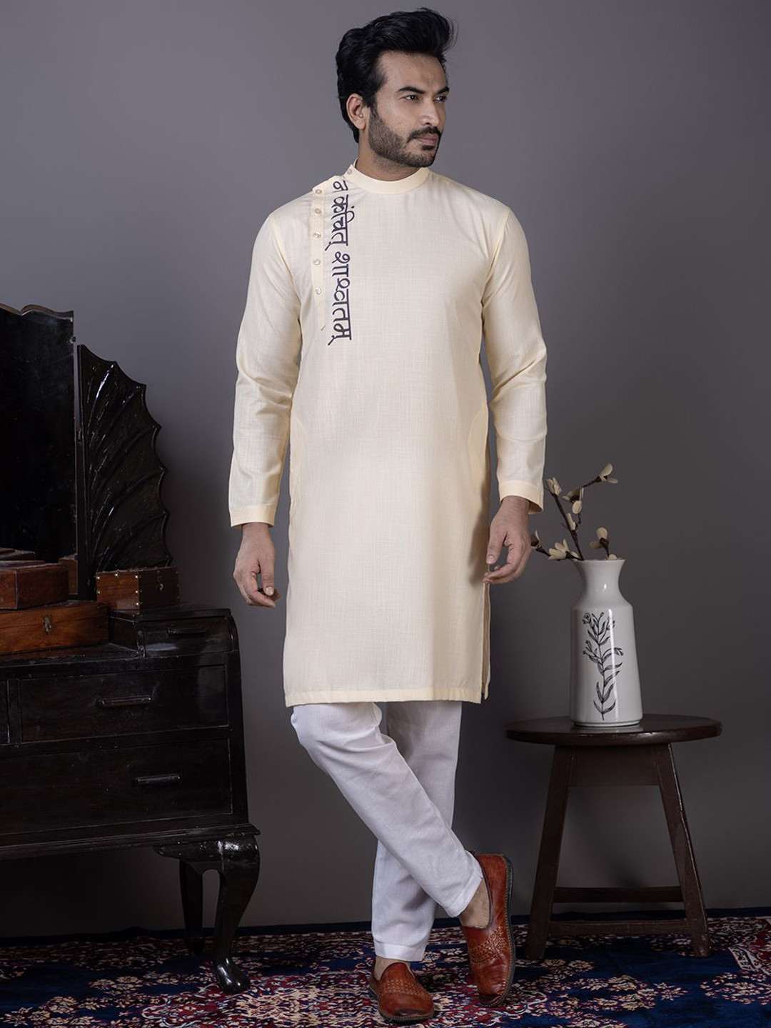 DEVOILER Men Graphic Printed Kurta with Pyjamas