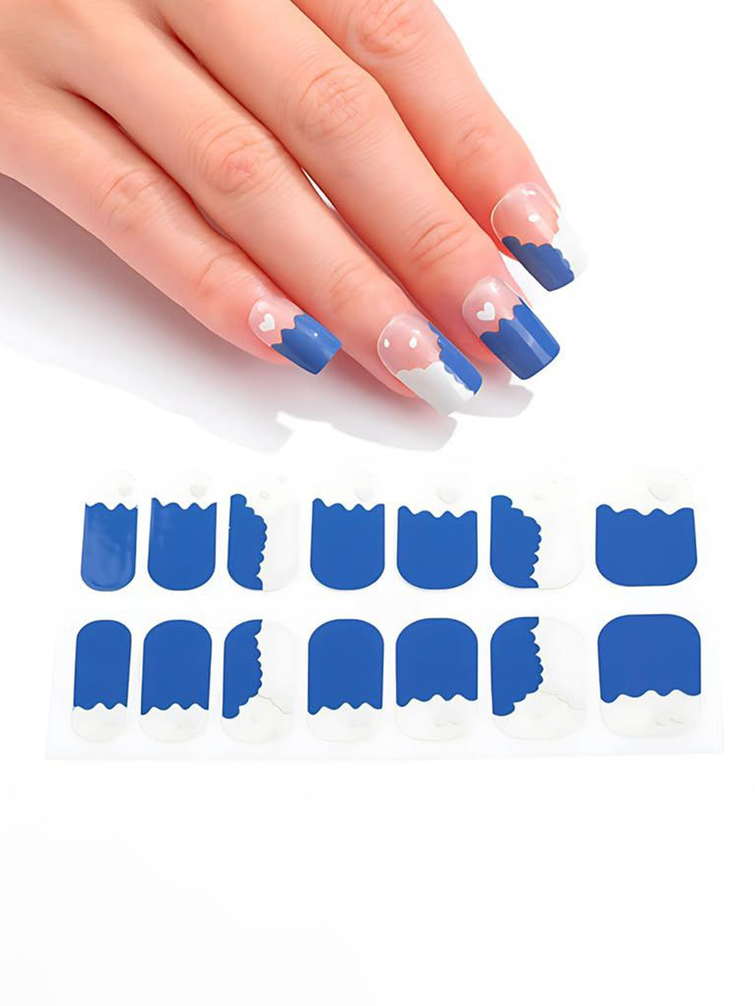 Hawtever Set Of 14 Long Lasting Nail Wraps - Indigo With The Flow