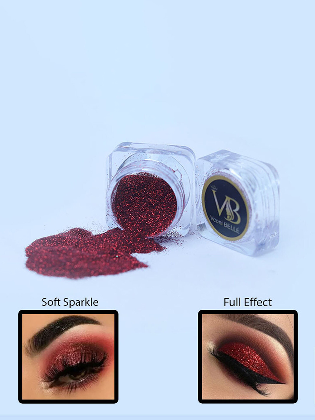 Veoni BELLE HD Holographic Glitter Pigment Loose Powder Eyeshadow - Ruby Red 02