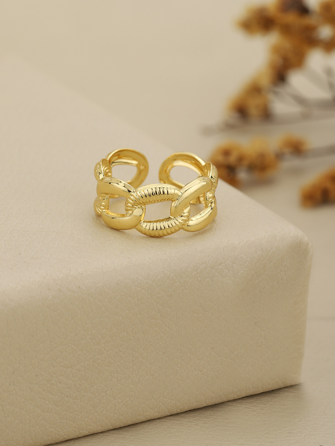 Gold Plated Chain Link Adjustable Ring