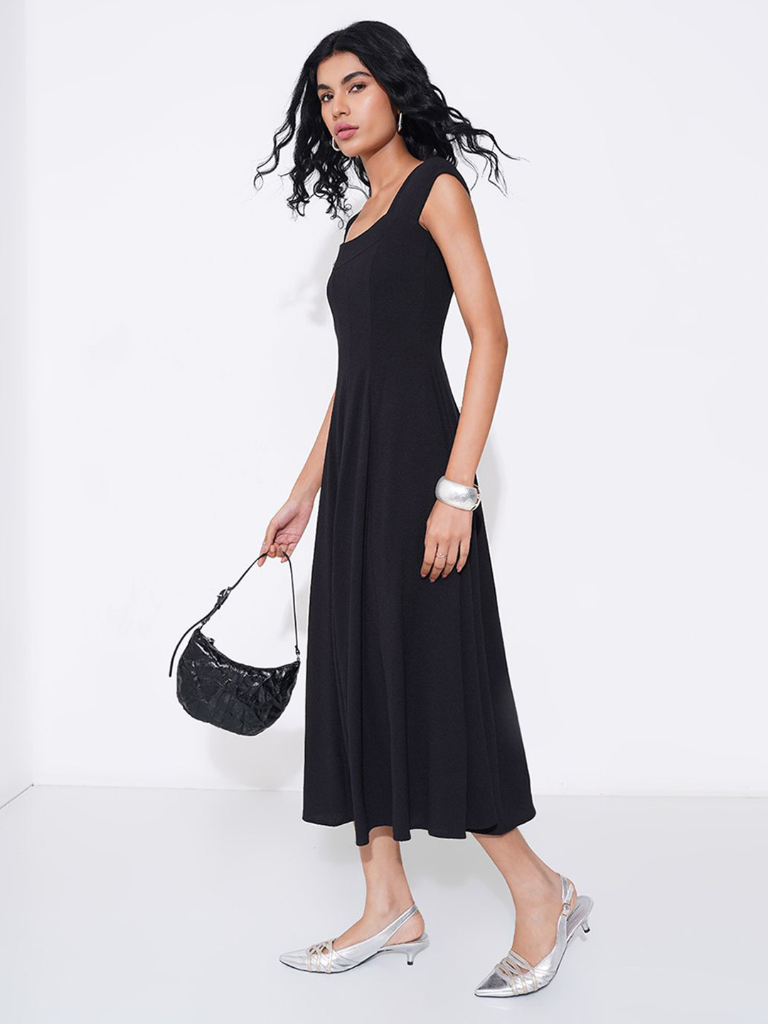 Honey by Pantaloons Cap Sleeves Fit & Flare Midi Dress
