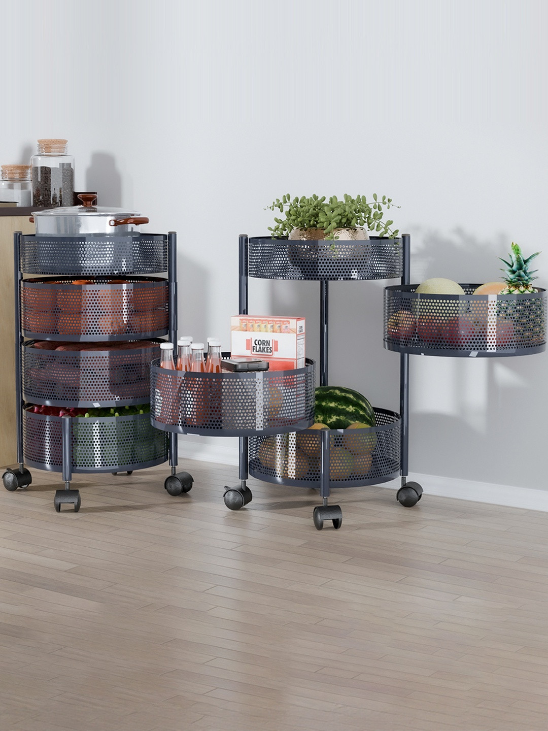 Myntra Elegant Homes Grey Set of 2 Regular Multi-Utility Organisers For Kitchen