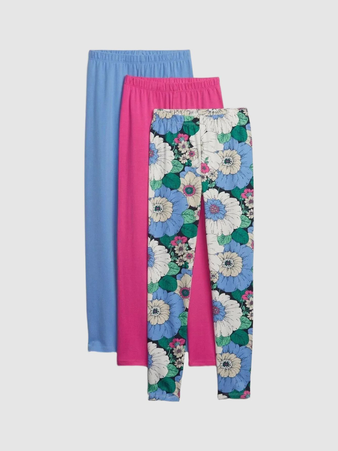 GAP Girls Pack Of 3 Floral Printed Mid-Rise Skinny Fit Ankle Length Leggings