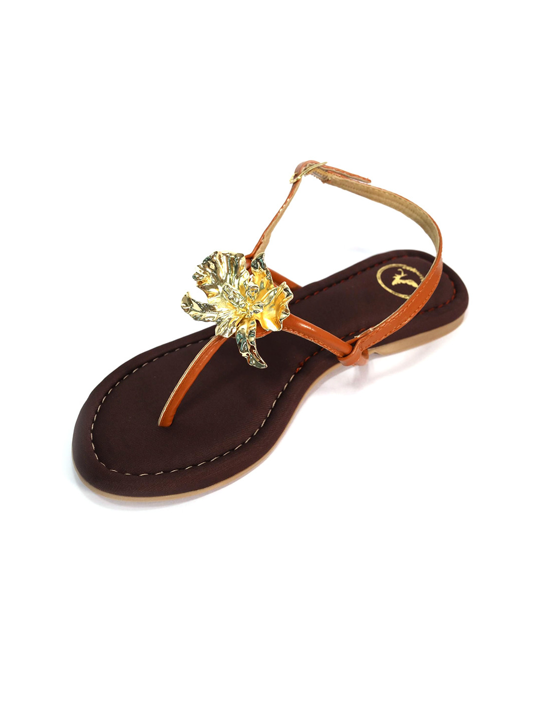 Sana K Luxurious Footwear Women Embellished Party Open Toe Flats with Buckel