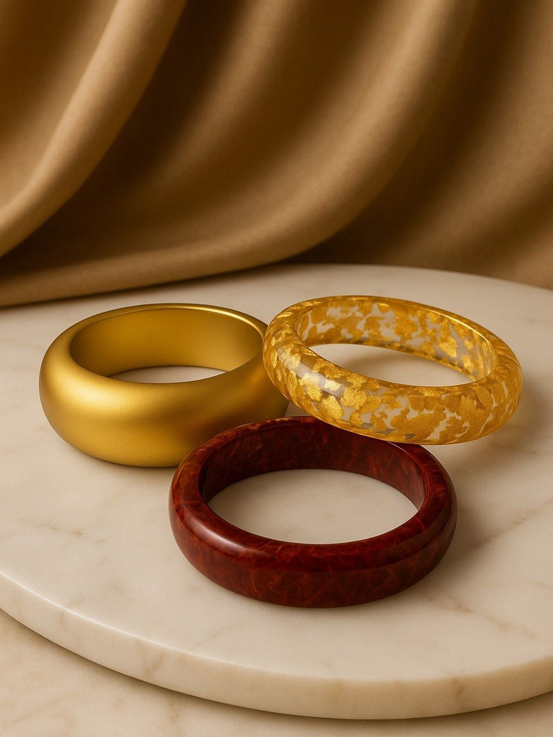 ATIBELLES Set Of 3 Matt-Glossy Resin Bangles