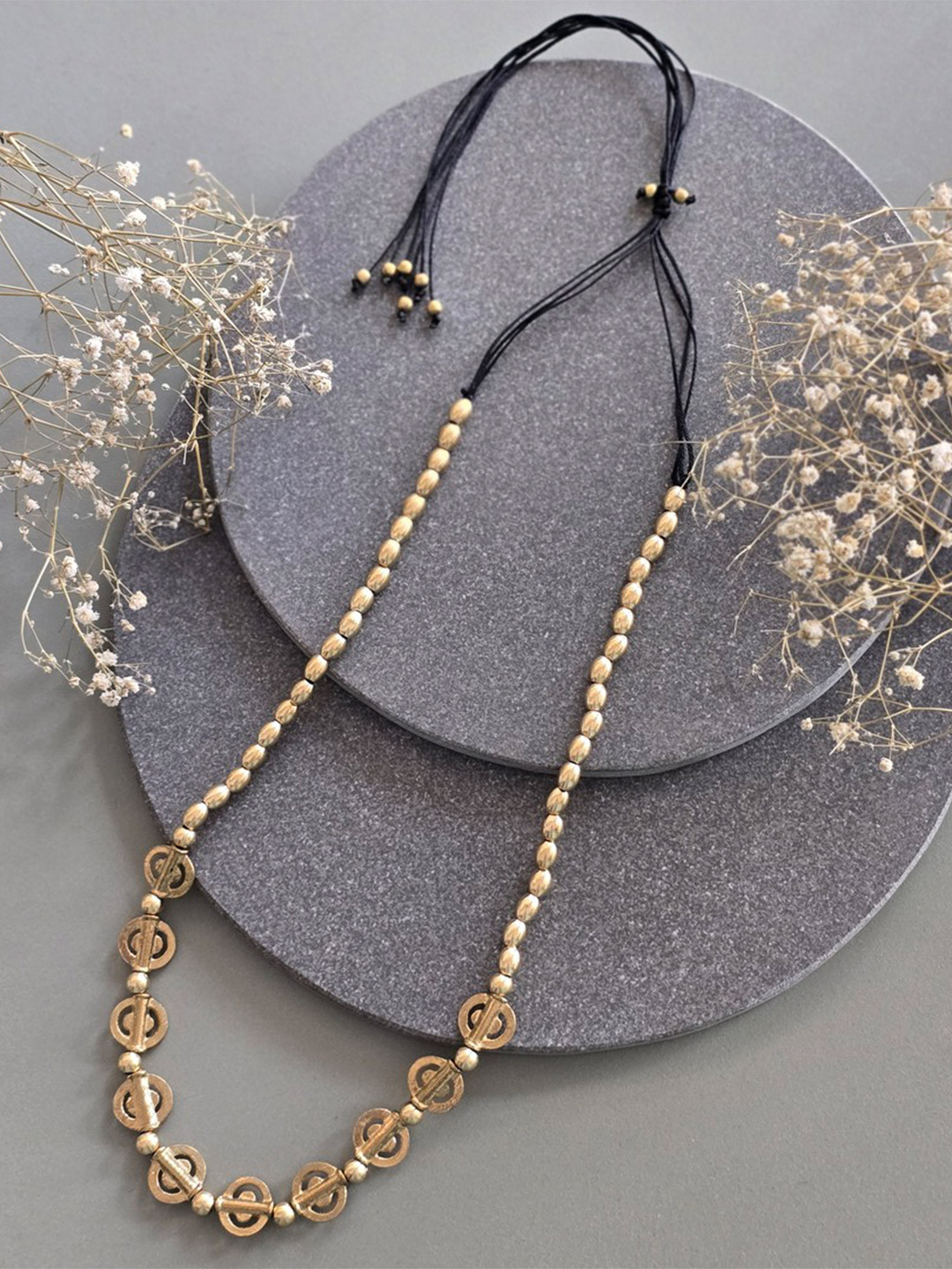 Studio Anviksha Vanya Brass Gold Tone Circular Charm Statement Necklace