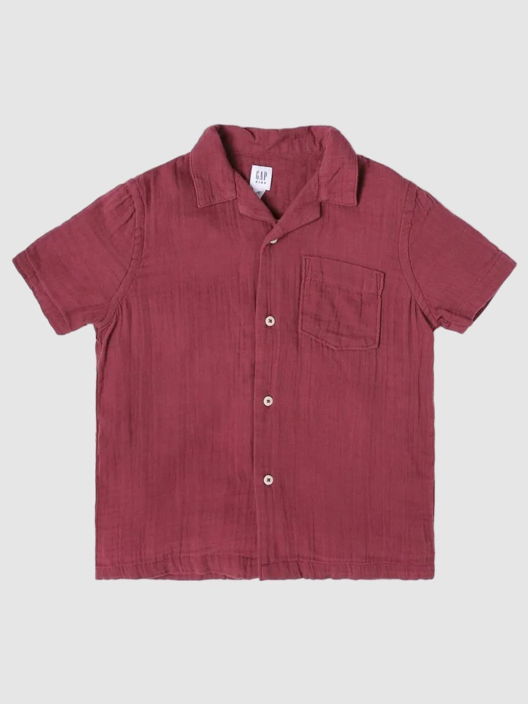 GAP Boys' Maroon Relaxed Fit Camp Collar Shirt
