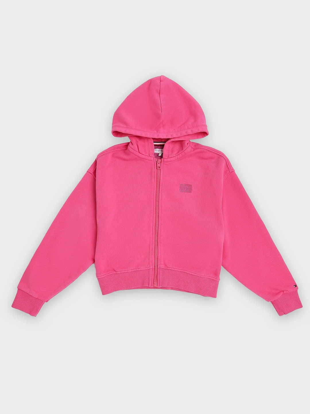 Tommy Hilfiger Europe Girls Relaxed Fit Cotton Hooded Neck Zip-Front Sweatshirt