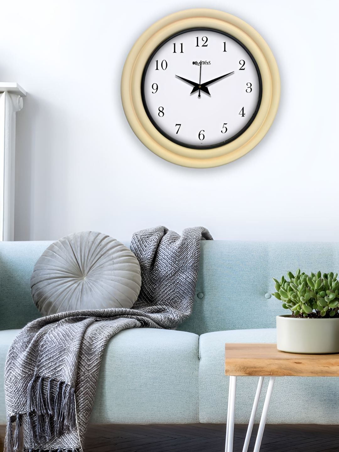 OLIVE TREE Cream & White Round Modern Wall Clock