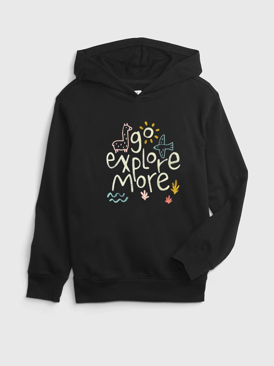 ARYA Unisex Kids Black Graphic Print Hoodie Sweatshirt