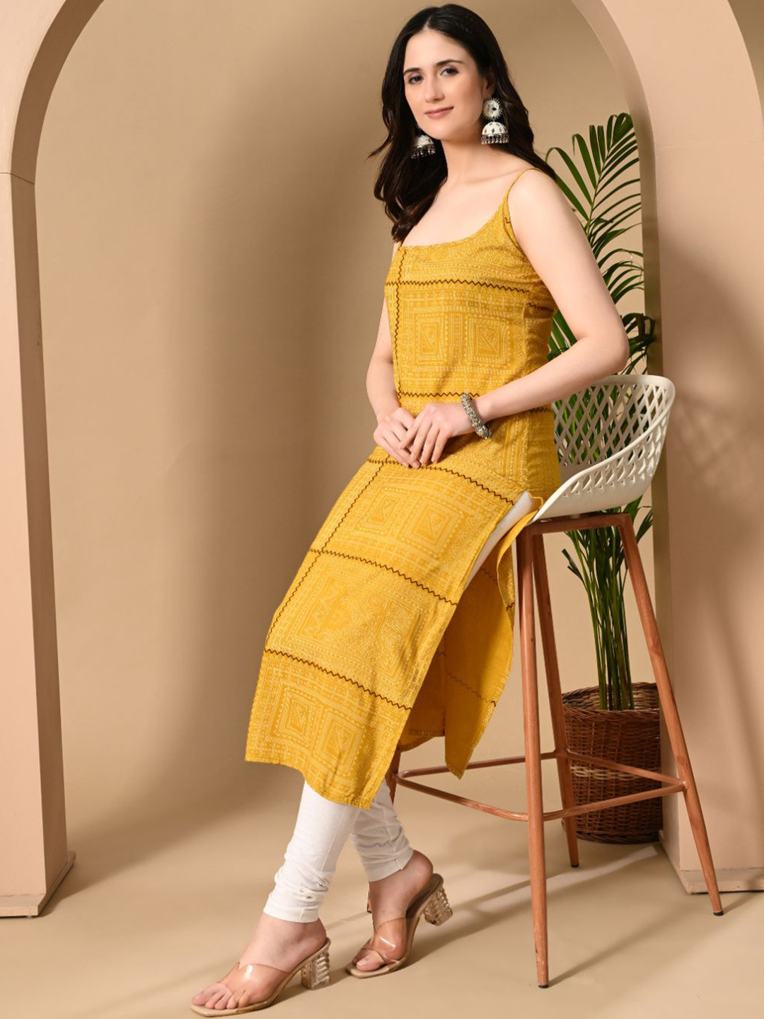 Jaipurite Women Printed Shoulder Straps Kurta
