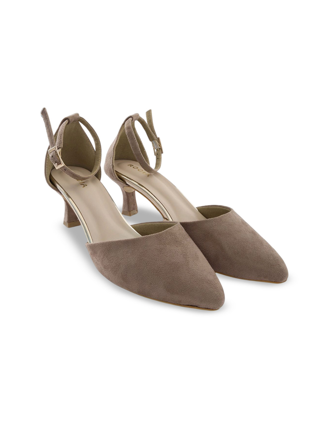 Rocia Women Pointed Toe Ankle Strap Kitten Pumps