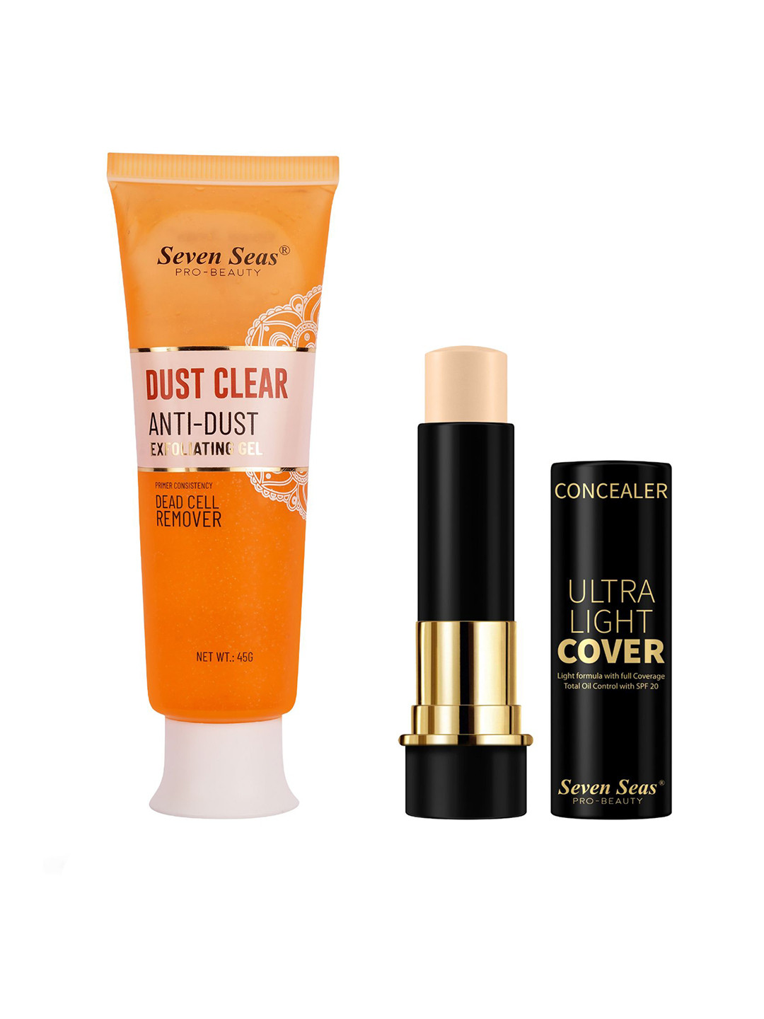 Seven Seas Set Of 2 Dust Clear Anti Dust Gel -45 g & Facial Cleanser With Concealer