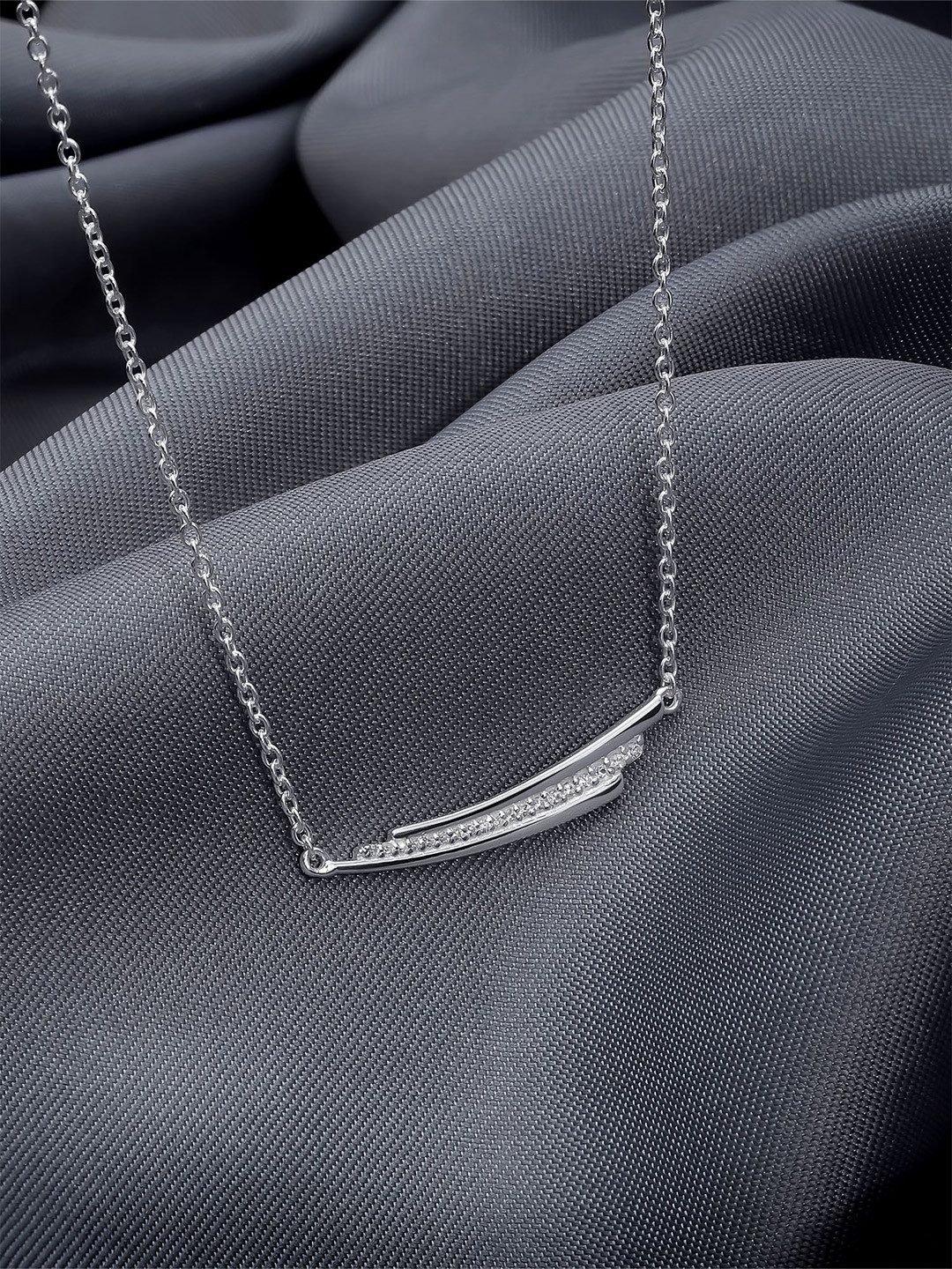 Tweov 925 Sterling CZ Swing Silver Chain Necklace
