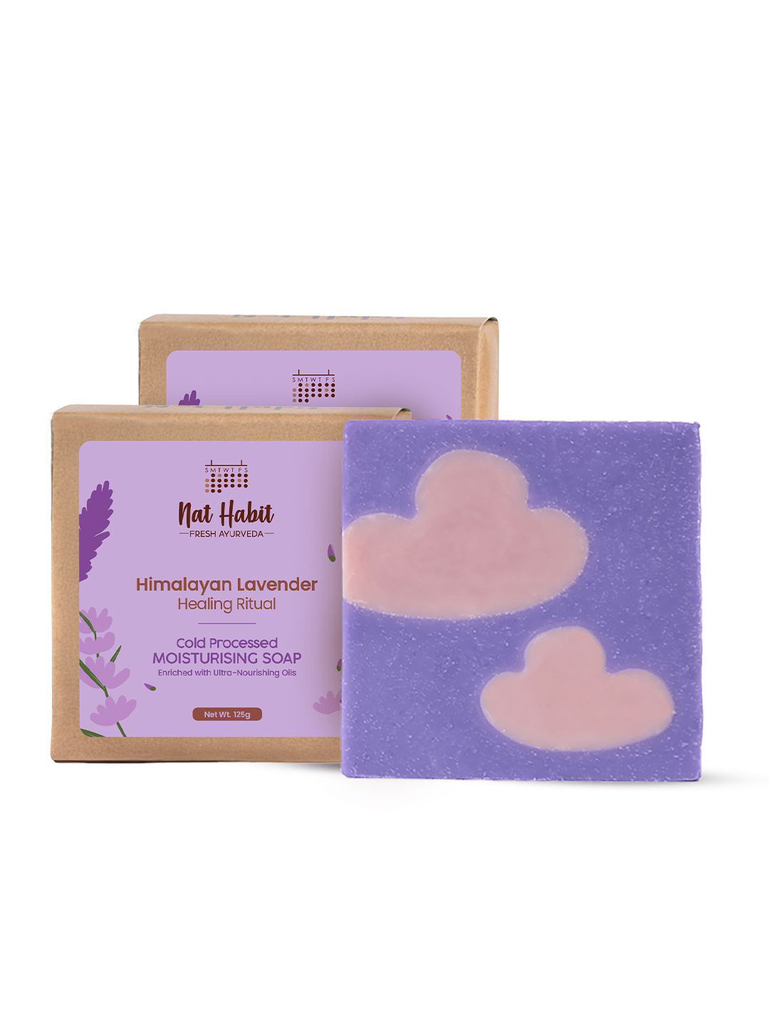 Nat Habit Set Of 2 Cold Processed Himalayan Lavender Soap- 125 g Each