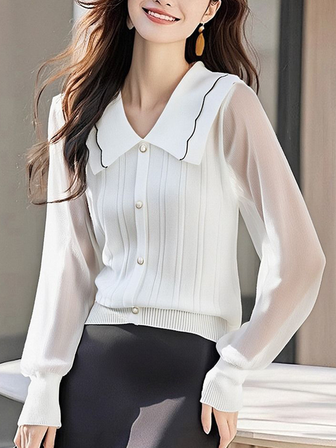 StyleCast Women Peter Pan Collar Cardigan