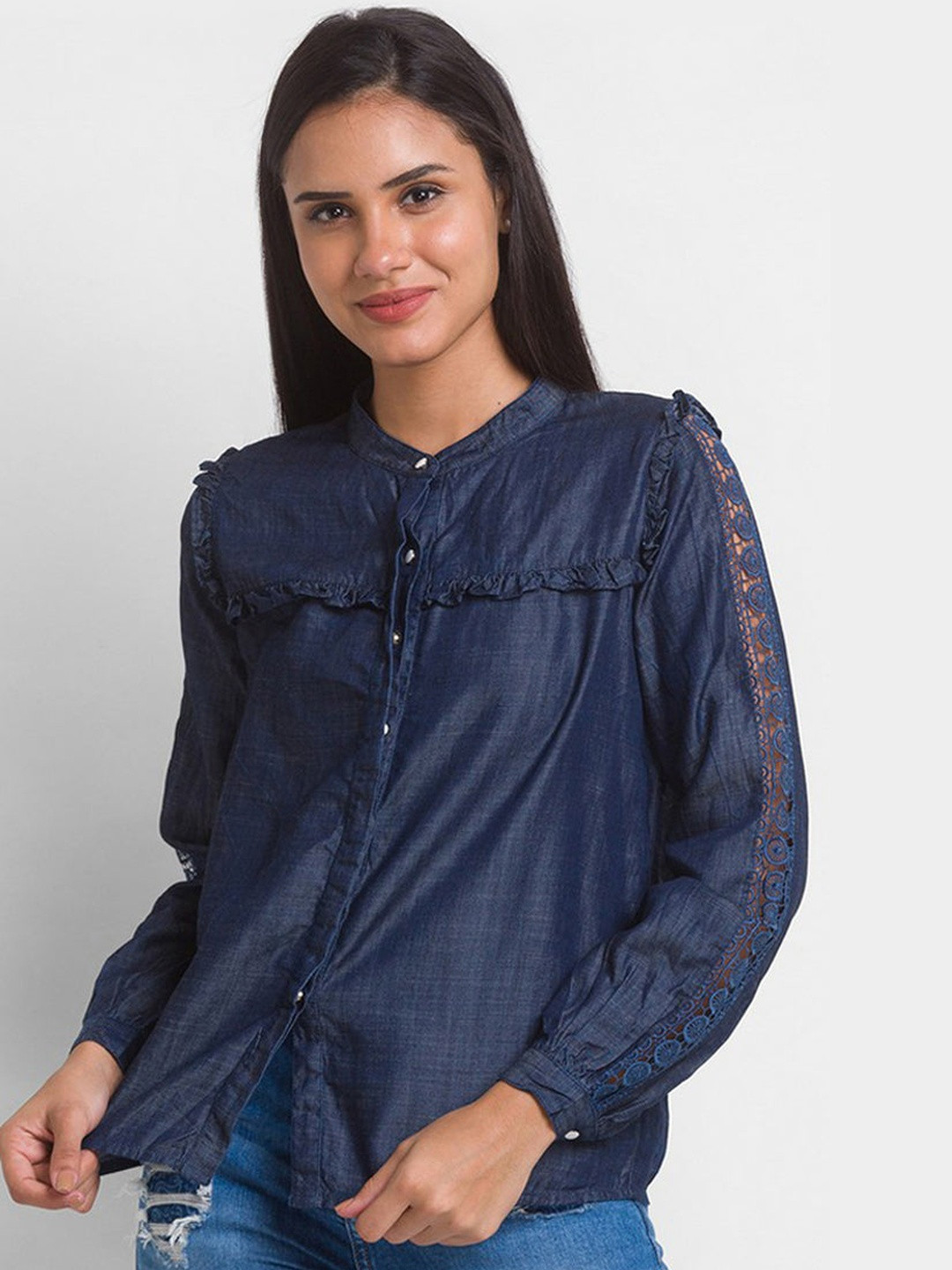SPYKAR Women Blue Regular Fit Casual Shirt