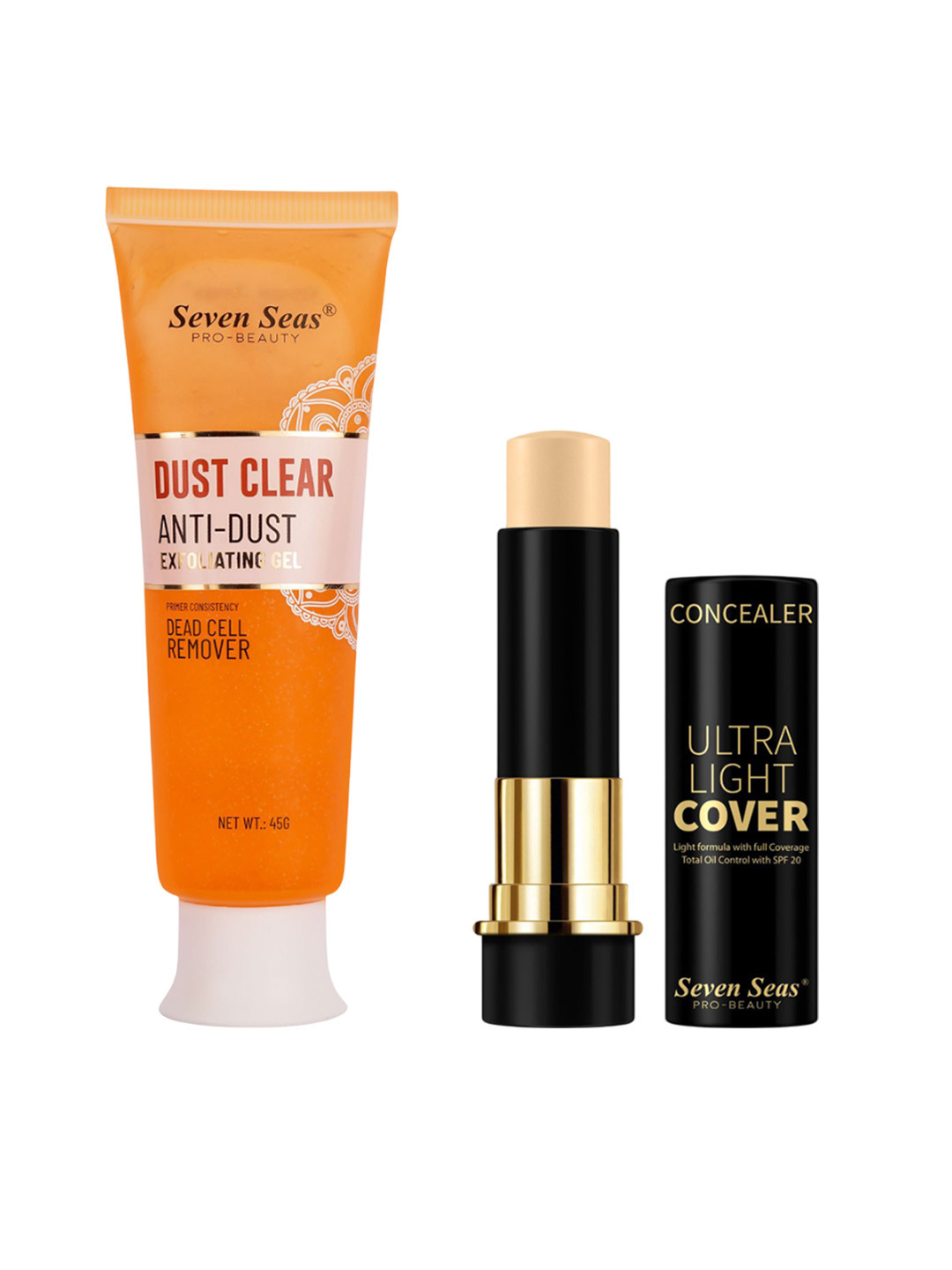 Seven Seas Set Of 2 Dust Clear Gel - 45 g & HD Pro Concealer Stick - 8 g