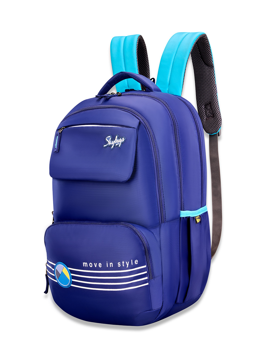 Skybags Kids Striped Backpack With Tiffin Pocket & Rain Cover