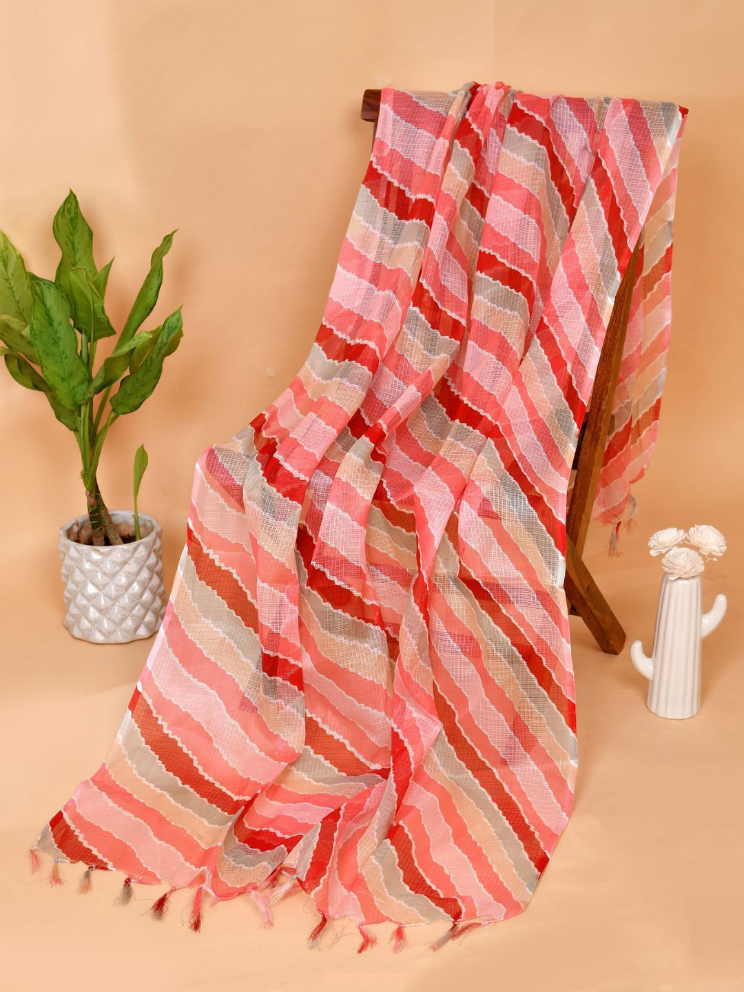 POISED Leheriya Tie & Dyed Kota Doria Dupatta