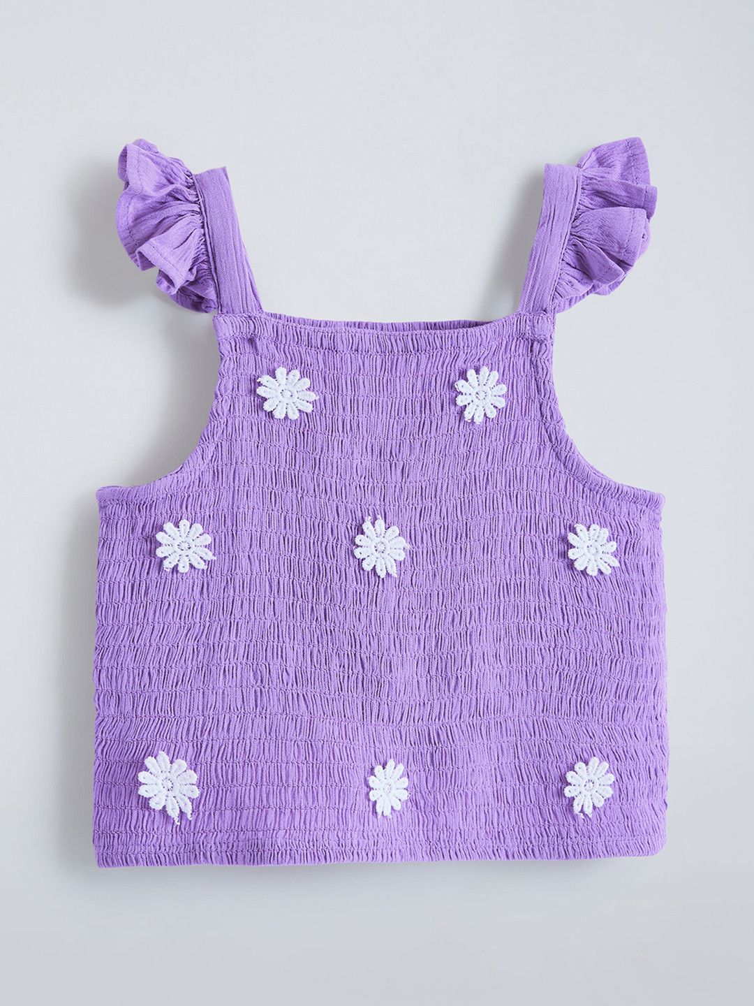 Hopscotch Kids-Girls Purple Viscose Rayon Solid Tops
