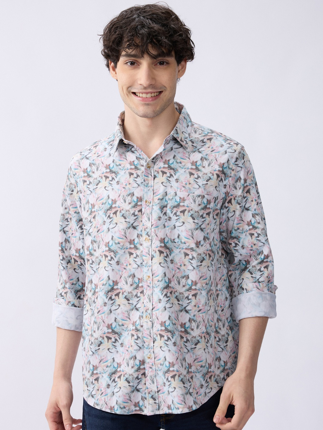 SPYKAR Men Tight Slim Fit Floral Printed Casual Shirt