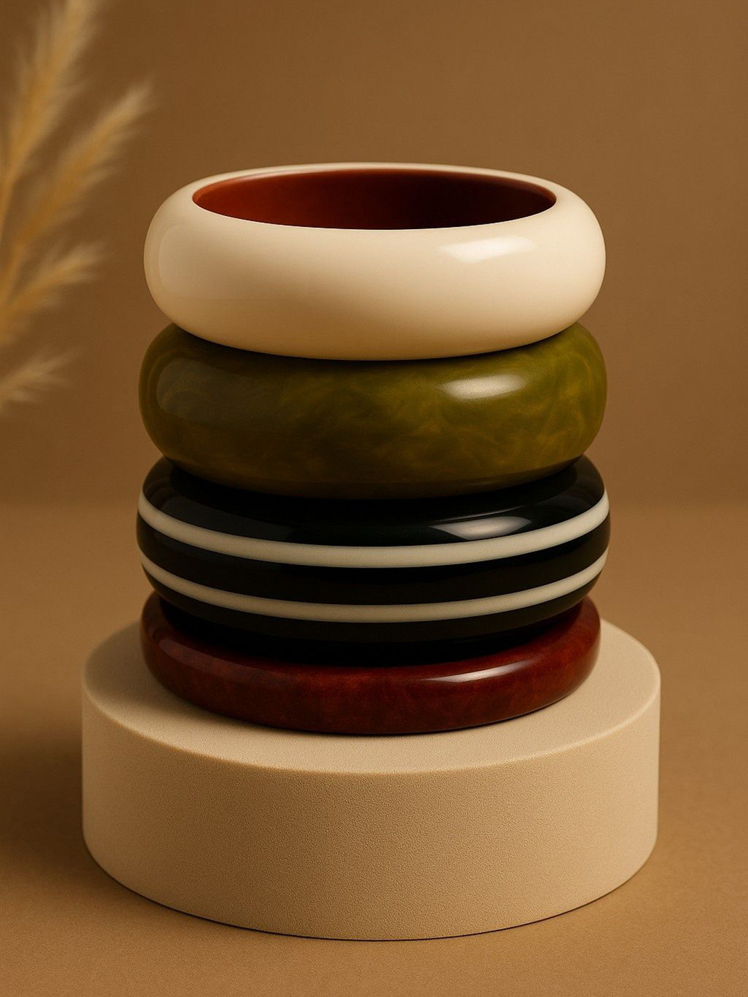 ATIBELLE Set Of 4 Matt Glossy Resin Bangles