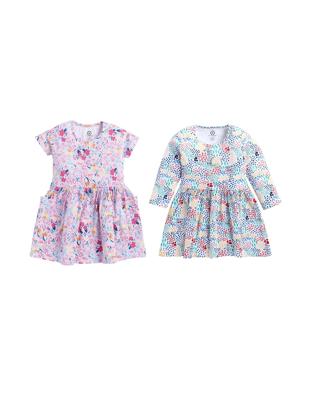 THE COTTON BABY Girls Pack Of 2 Cotton Dress Set