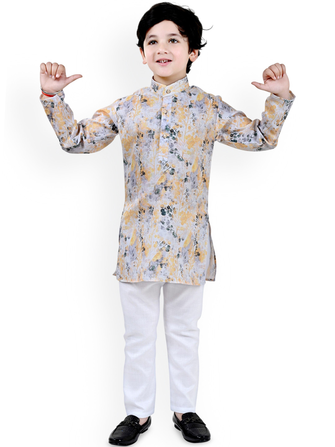 Kidotsav Boys Floral Printed Kurta with Pyjamas