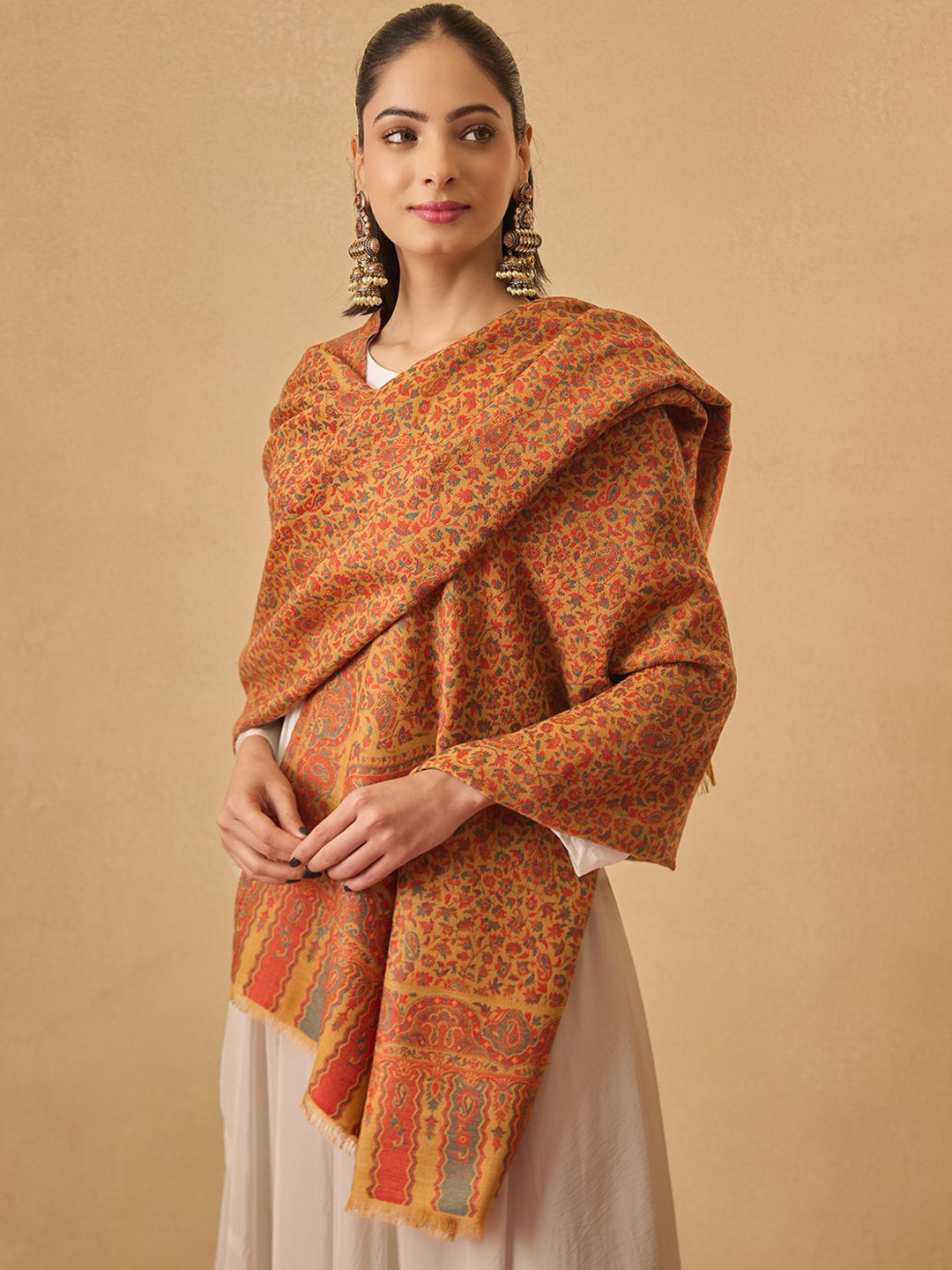 Pashmoda Floral Woven Design Mehak Kaani Shawl