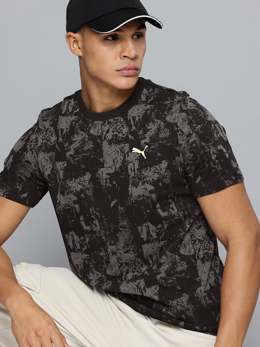 Puma TECH Better All-Over Abstract Printed Pure Cotton T-shirt