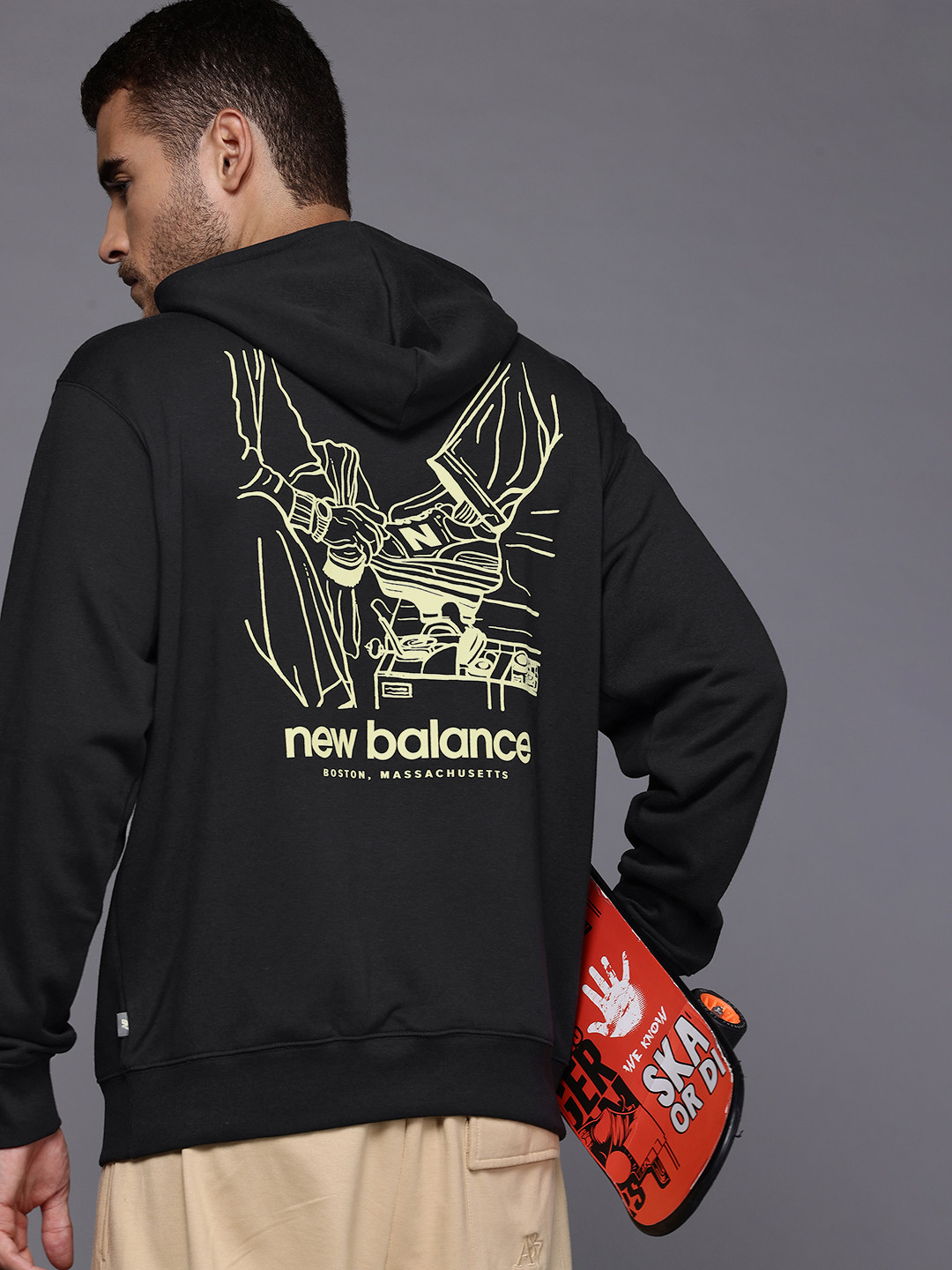 New Balance French Terry Relaxed Shine Printed Hooded Sweatshirt