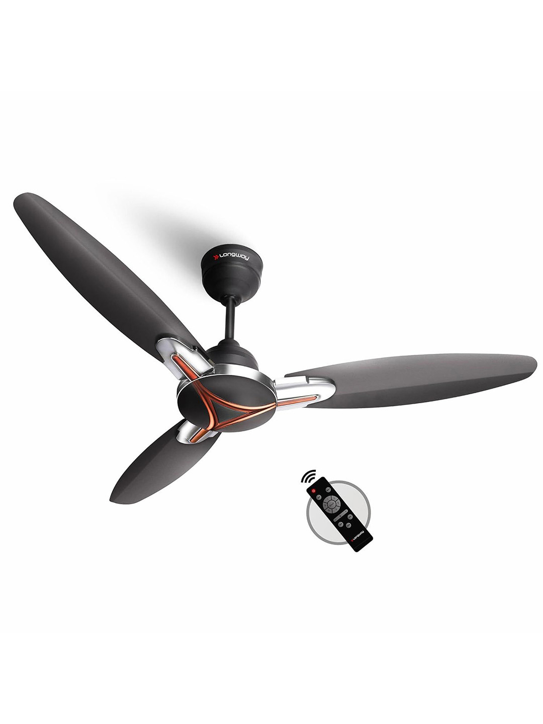 Longway Brown Ceiling Fan With Remote Control 3 Blade-1200 mm