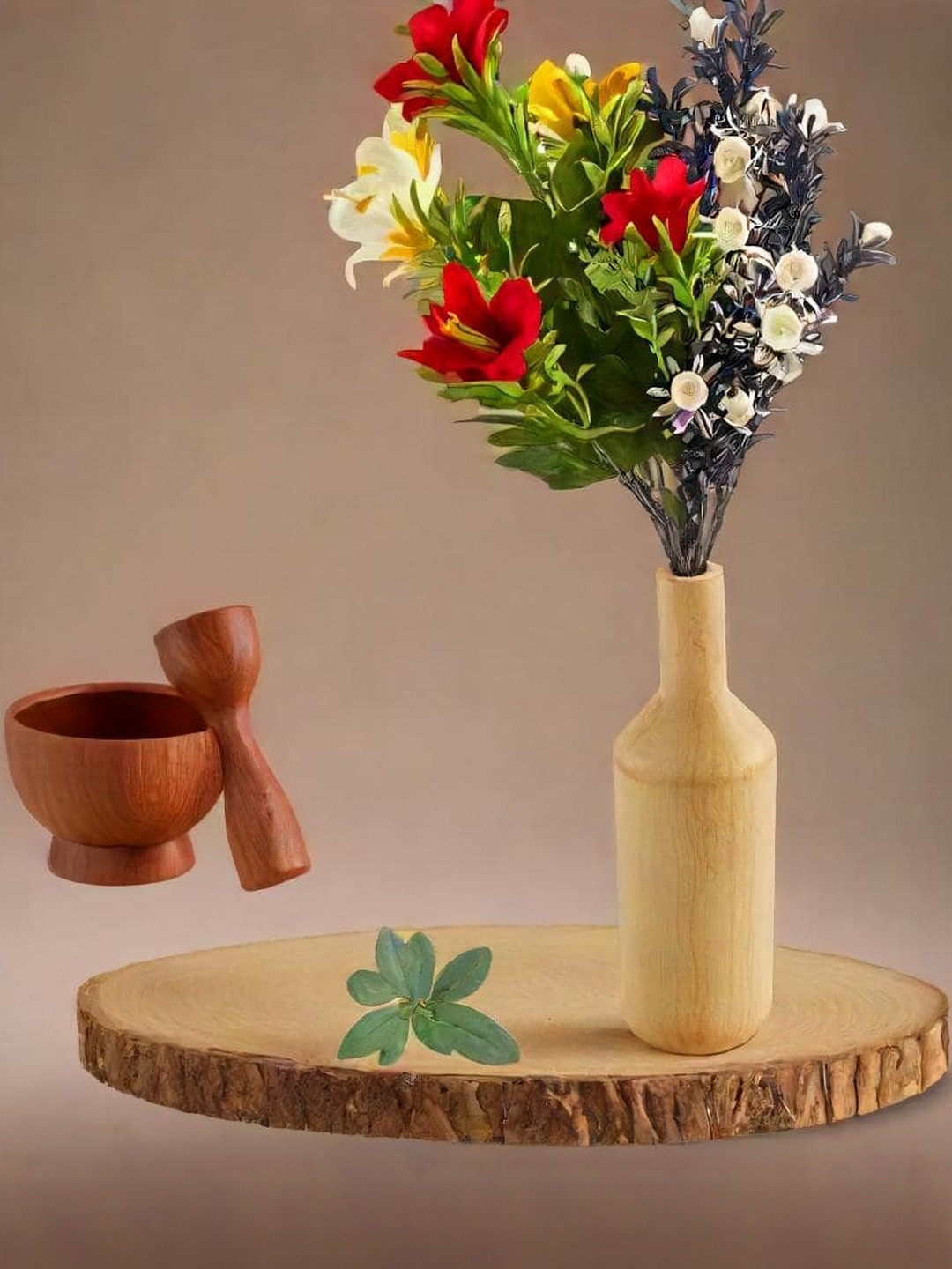 Daisy craft Brown Wooden Flower Vase