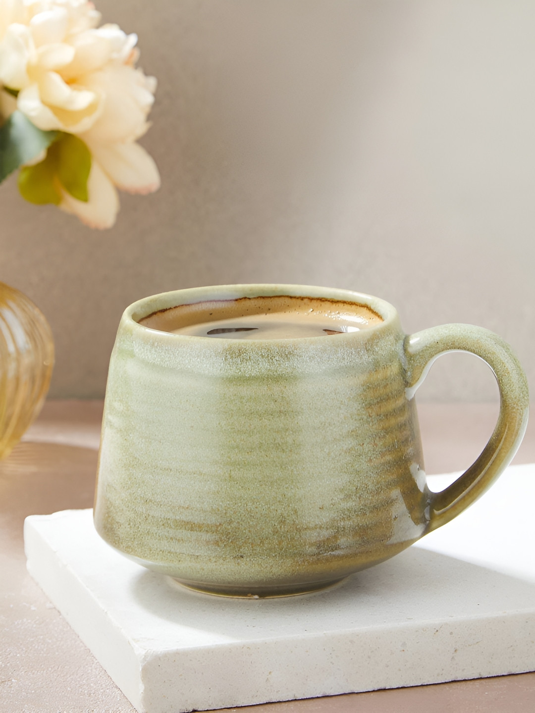 Fabindia Tarush Green Ceramics Glossy Mug 230ml