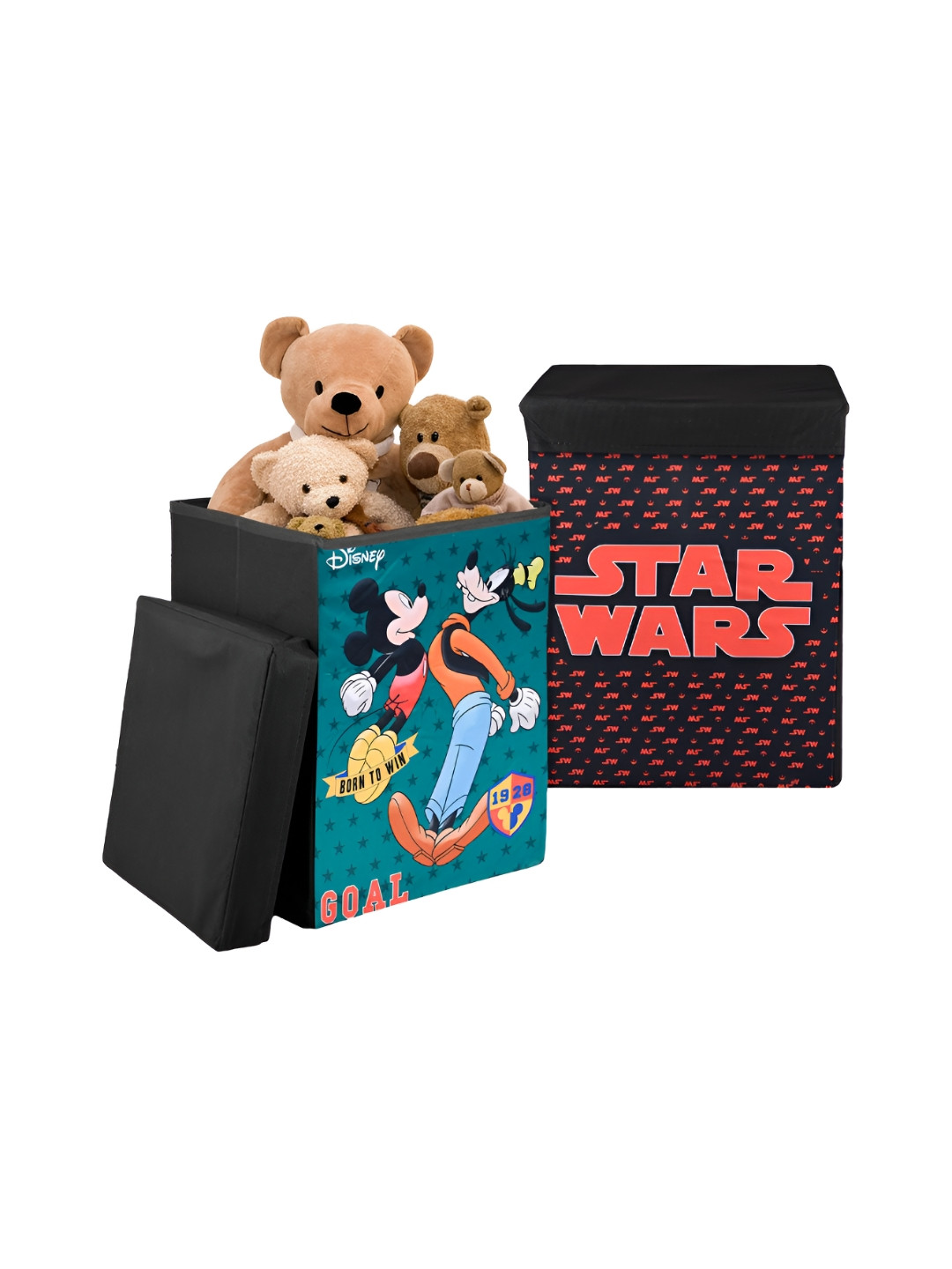 Aura Green & Black 2 Pcs Disney Toy Multi-Utility Organisers With Lid