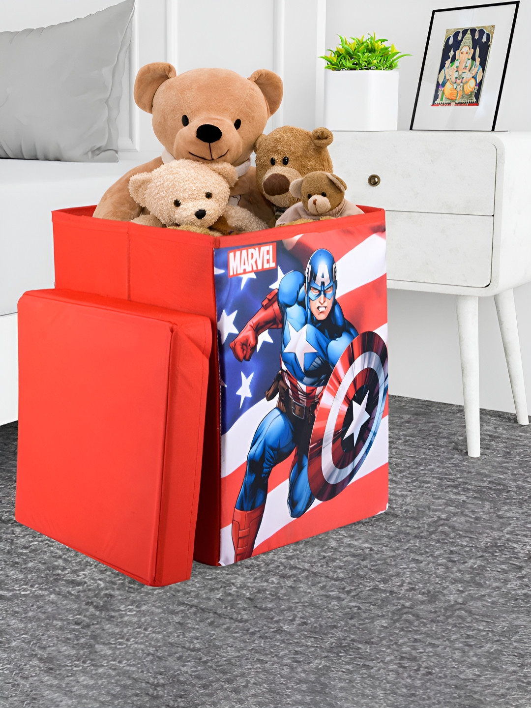 Aura Red & White Marvel Captain America Toy Multi-Utility Organisers With Lid