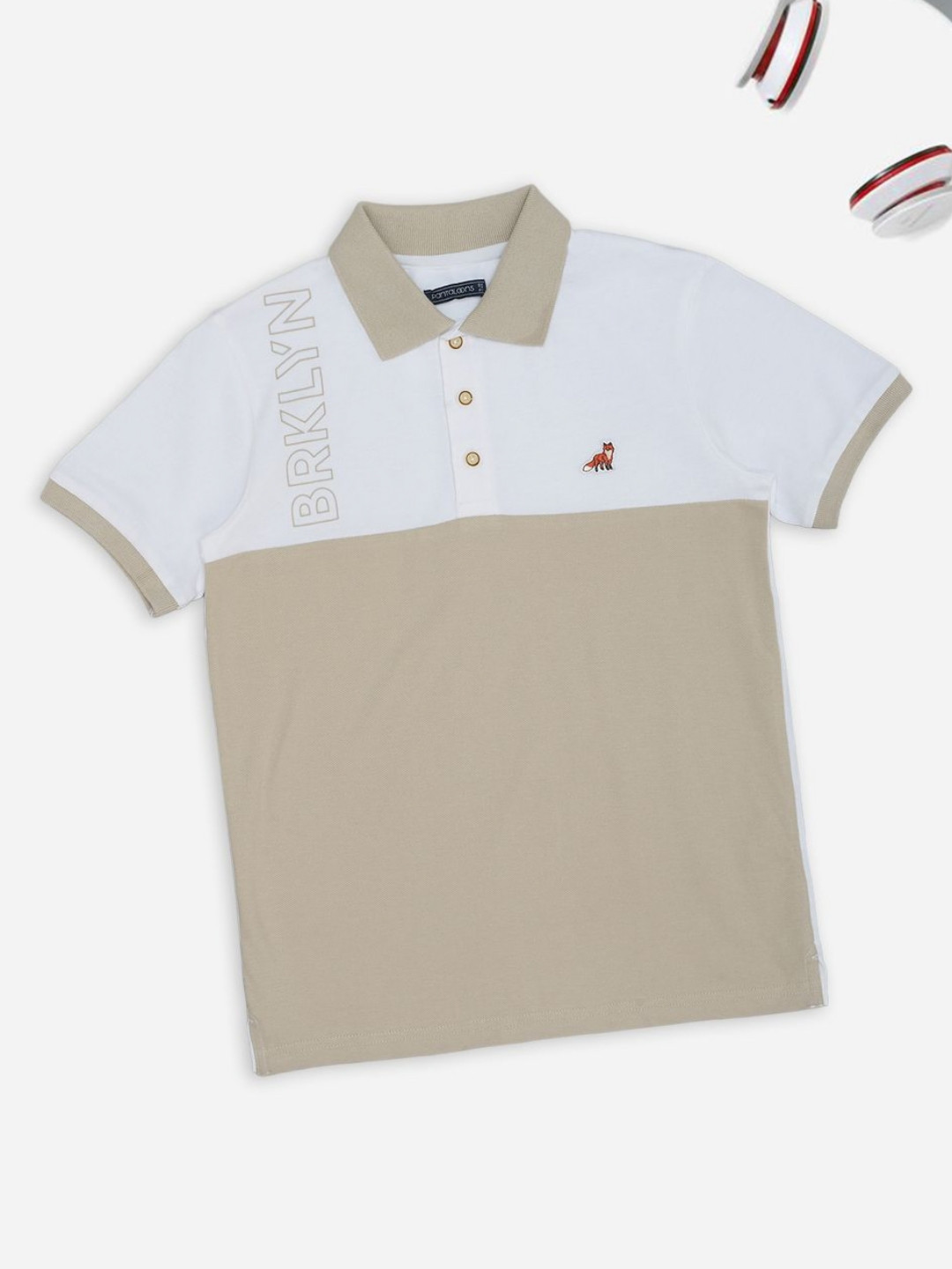 Pantaloons Junior Boys Brand Logo Printed Polo Collar Pure Cotton T-shirt