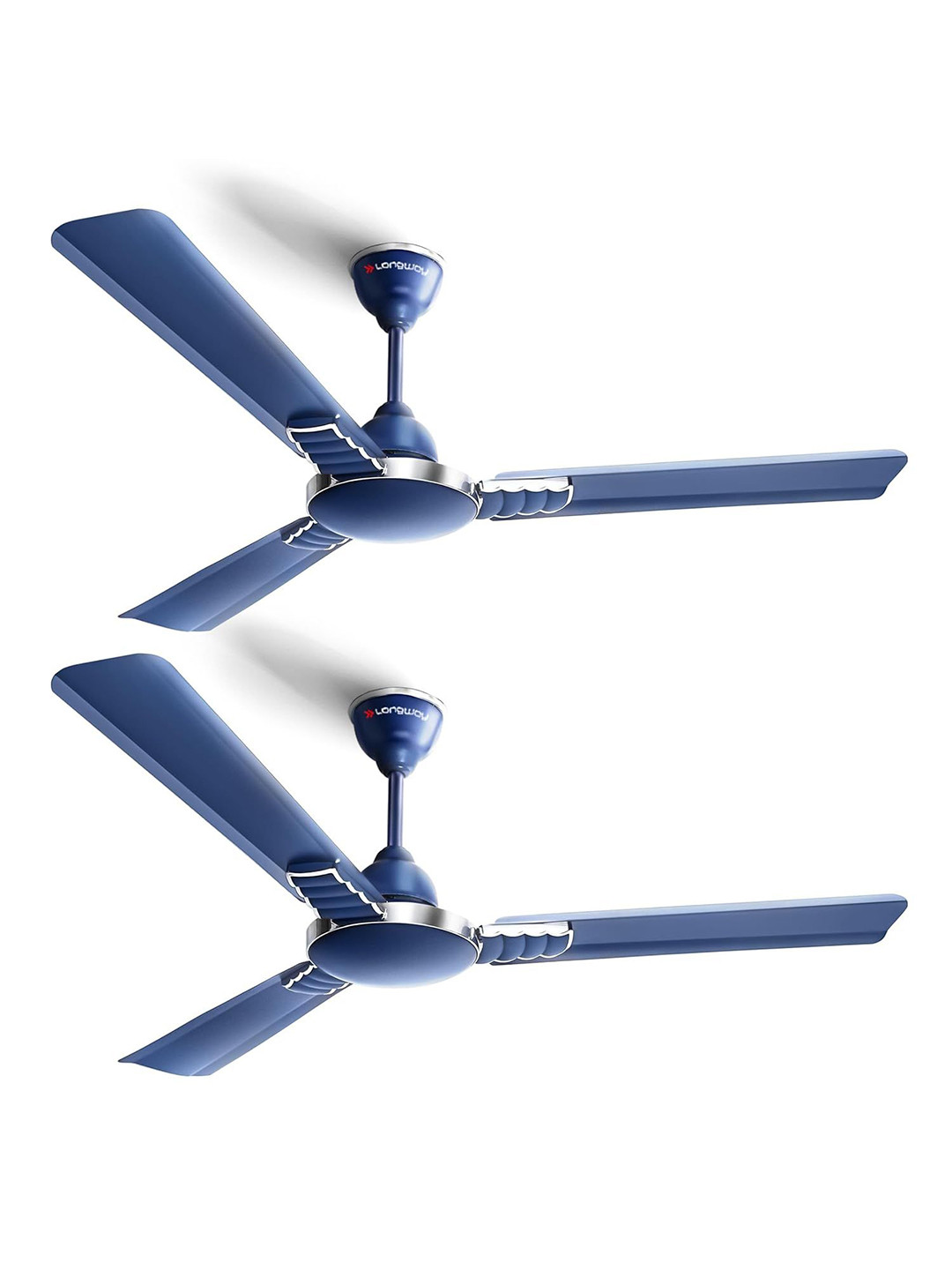 Longway Set of 2 Silver & Blue Wave P2 1200 mm Ultra High Speed 3 Blade Ceiling Fan
