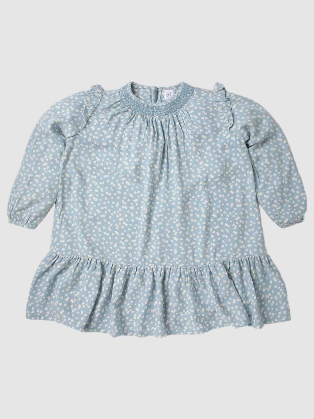 GAP Girls Conversational Heart Printed Tiered Long Sleeves A-Line Knee Length Dress