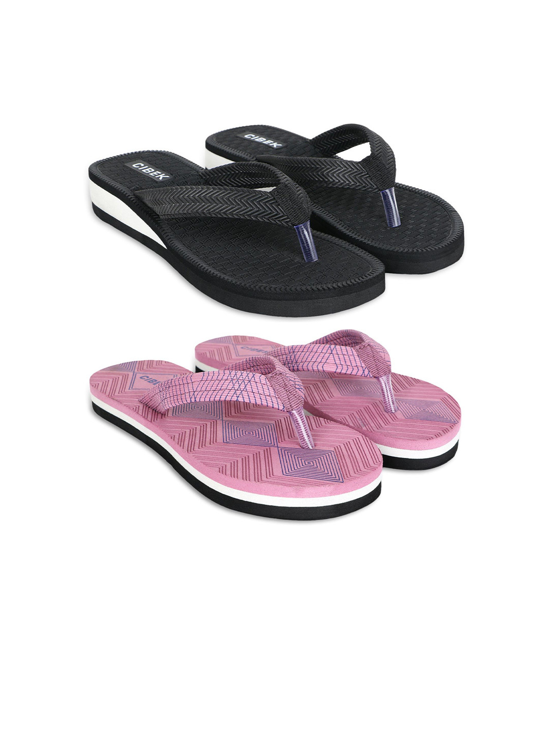 CIBEK Women Set Of 2 Self Design Slip-On