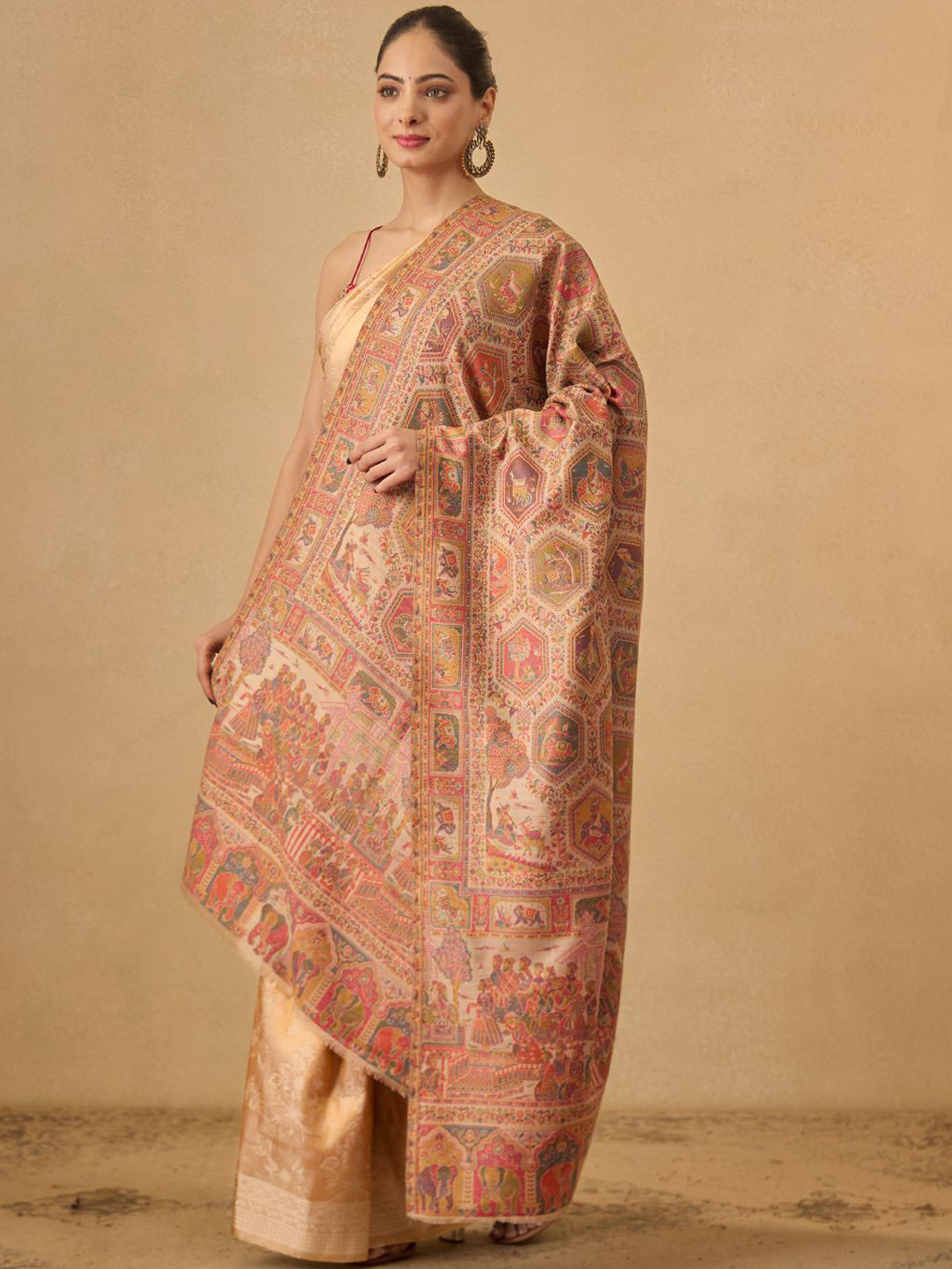 Pashmoda Floral Woven Design Darbari Kaani Woolen Shawl