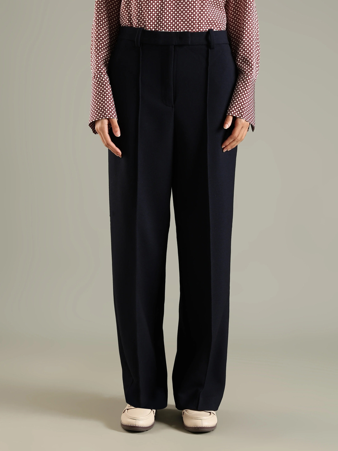 Tommy Hilfiger Europe Women Relaxed Fit High-Rise Formal Trousers